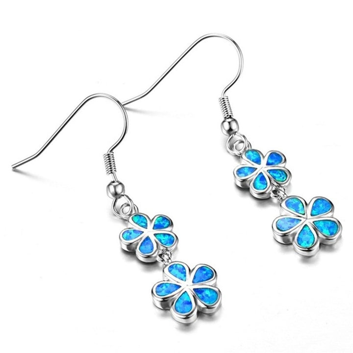 Fashion Women Faux Opal Inlaid Flower Long Dangle Ear Hook Earrings Jewelry Image 12