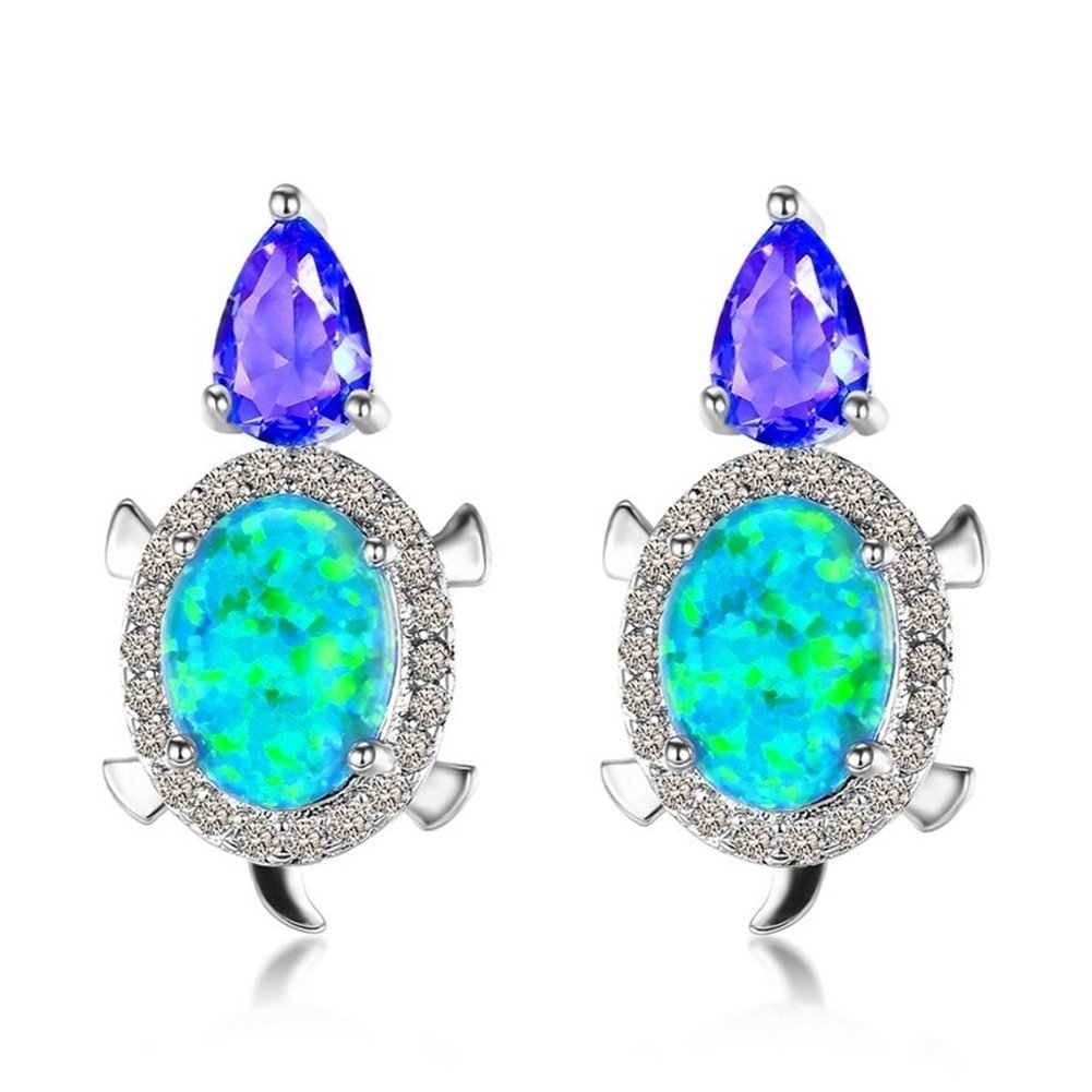 Fashion Women Tortoise Faux Opal Rhinestone Ear Stud Earrings Party Jewelry Image 4