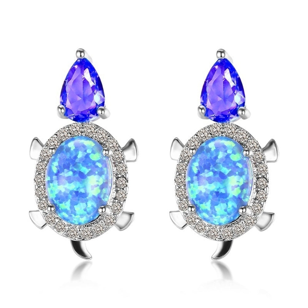 Fashion Women Tortoise Faux Opal Rhinestone Ear Stud Earrings Party Jewelry Image 6