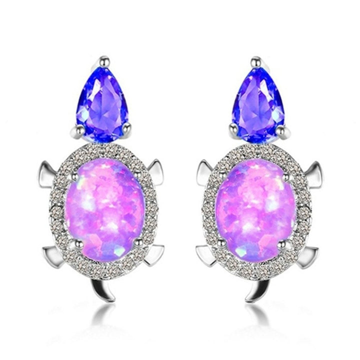 Fashion Women Tortoise Faux Opal Rhinestone Ear Stud Earrings Party Jewelry Image 7