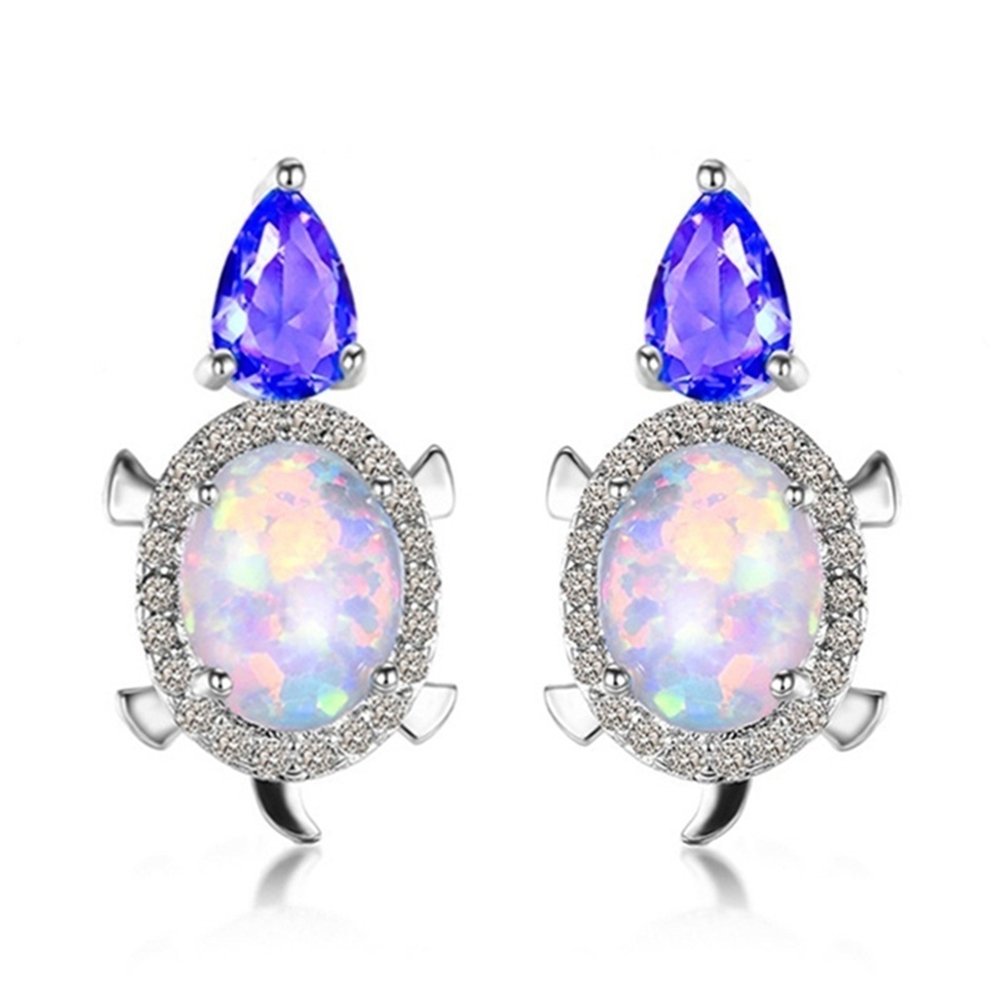 Fashion Women Tortoise Faux Opal Rhinestone Ear Stud Earrings Party Jewelry Image 8