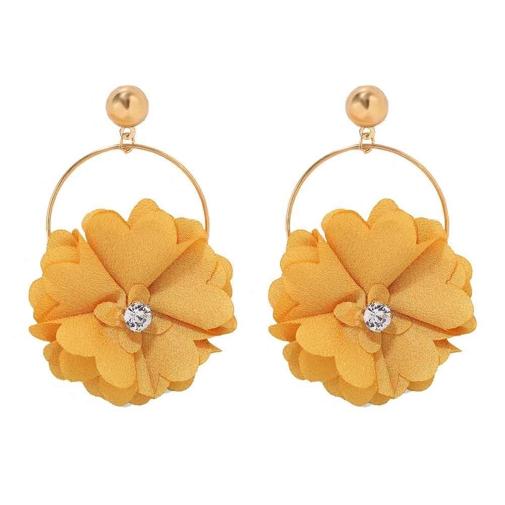 Fashion Women Rhinestone Flower Round Dangle Ear Drop Earrings Jewelry Gift Image 1