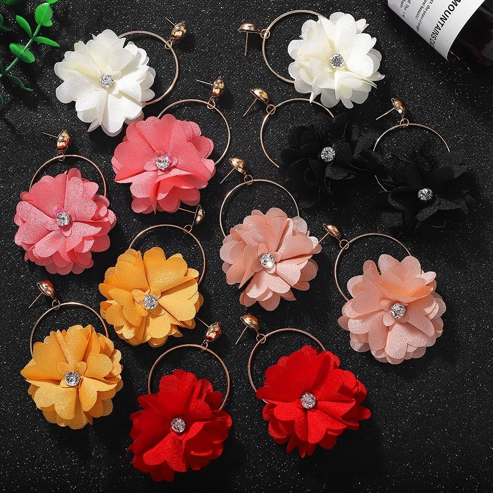 Fashion Women Rhinestone Flower Round Dangle Ear Drop Earrings Jewelry Gift Image 11