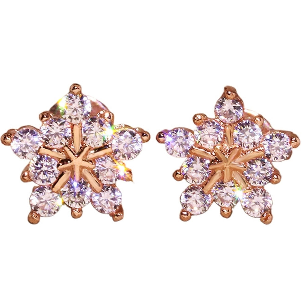 Fashion Women Full Rhinestone Inlaid Snowflake Ear Stud Earrings Jewelry Gift Image 10