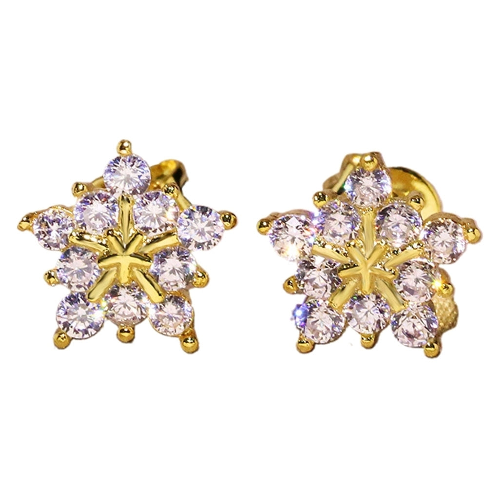 Fashion Women Full Rhinestone Inlaid Snowflake Ear Stud Earrings Jewelry Gift Image 11