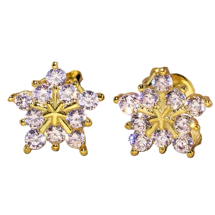 Fashion Women Full Rhinestone Inlaid Snowflake Ear Stud Earrings Jewelry Gift Image 11