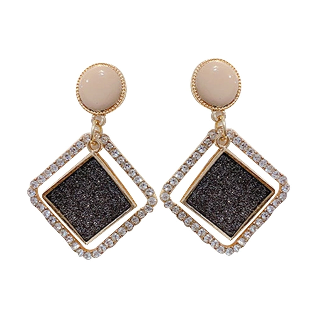 Women Frosted Rhinestone Rhombus Geometric Dangle Ear Stud Earrings Jewelry Gift Image 2