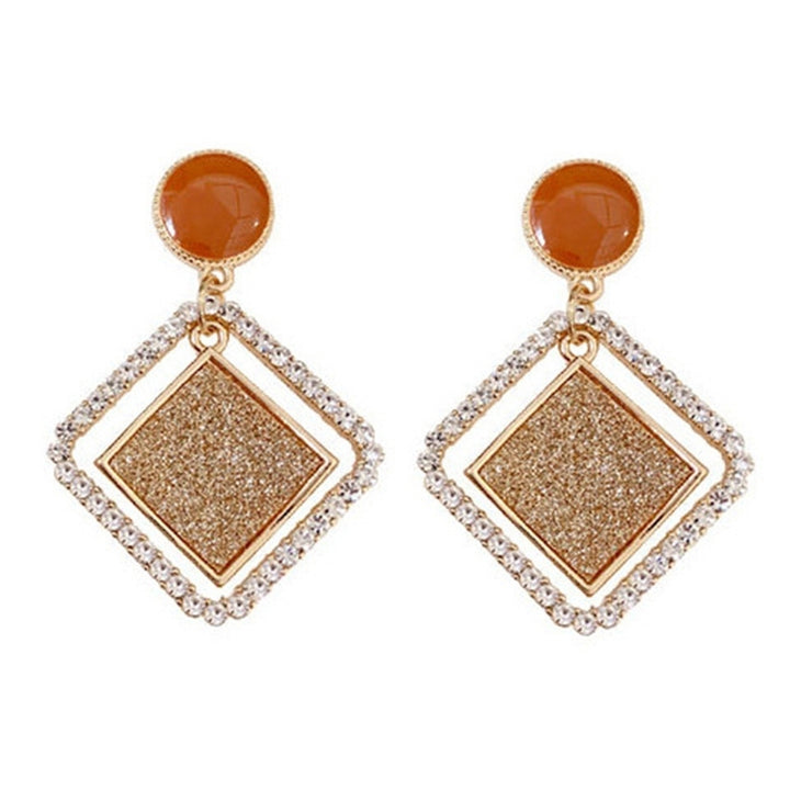 Women Frosted Rhinestone Rhombus Geometric Dangle Ear Stud Earrings Jewelry Gift Image 3