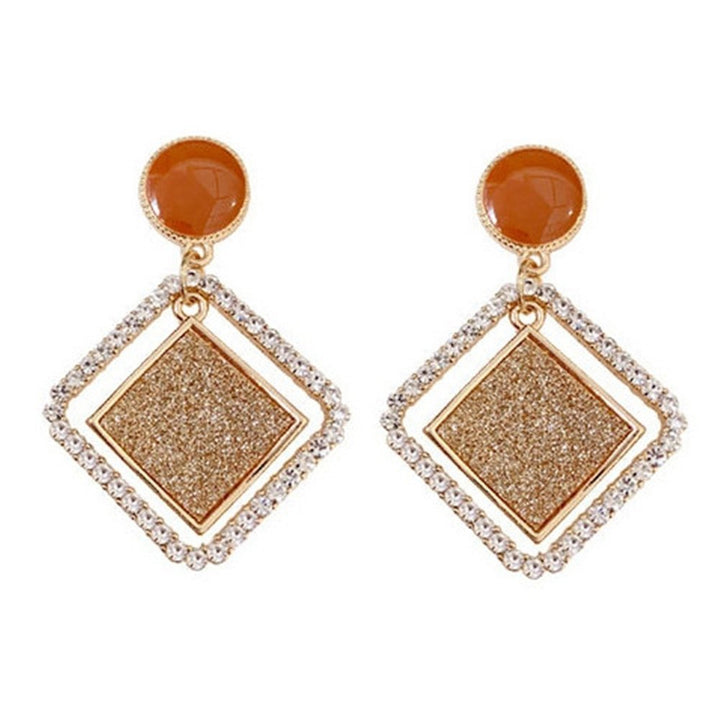 Women Frosted Rhinestone Rhombus Geometric Dangle Ear Stud Earrings Jewelry Gift Image 1