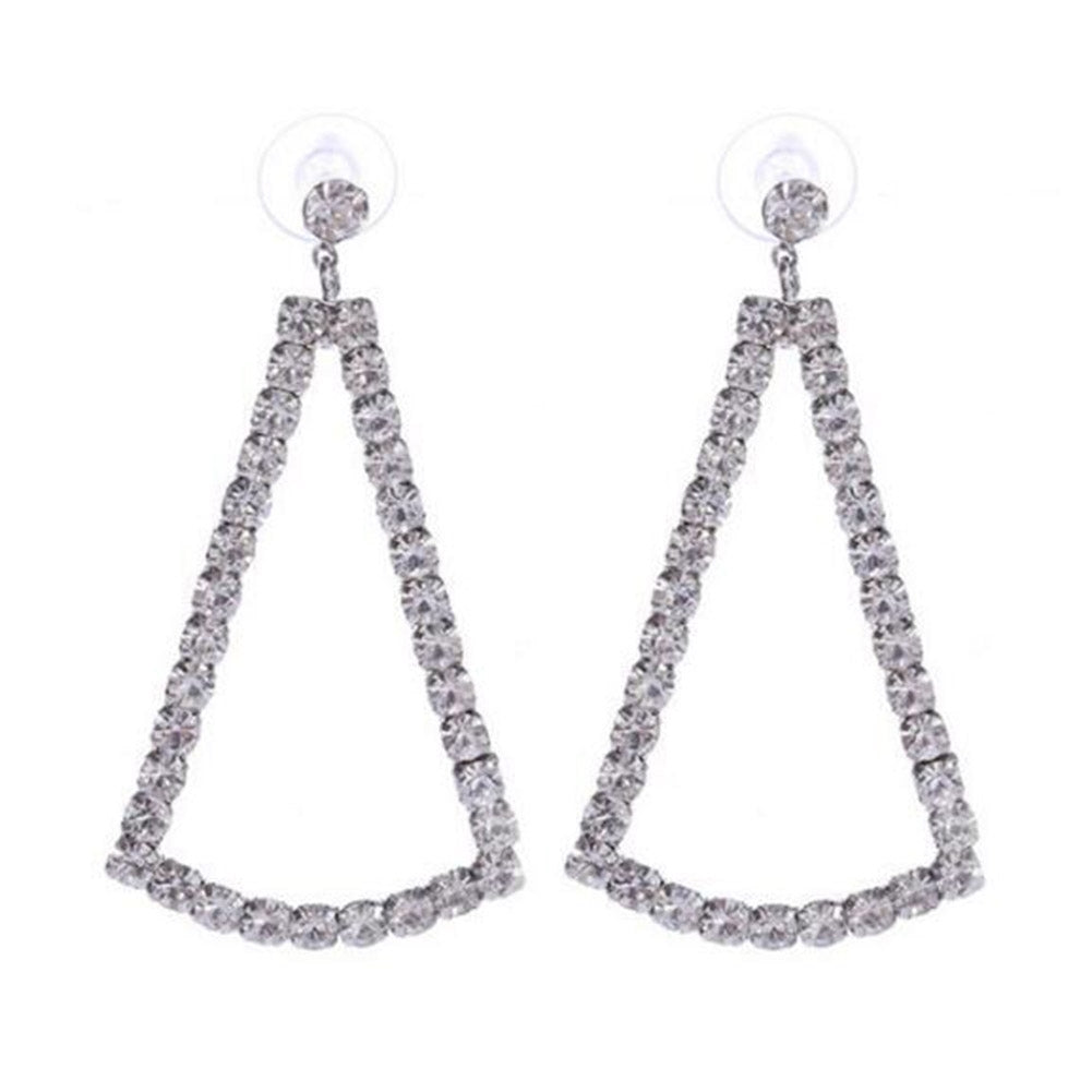 Women Full Rhinestone Hollow Triangle Geometric Dangle Ear Drop Earrings Jewelry Image 3