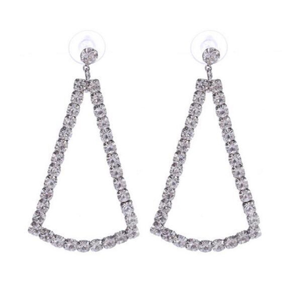 Women Full Rhinestone Hollow Triangle Geometric Dangle Ear Drop Earrings Jewelry Image 1