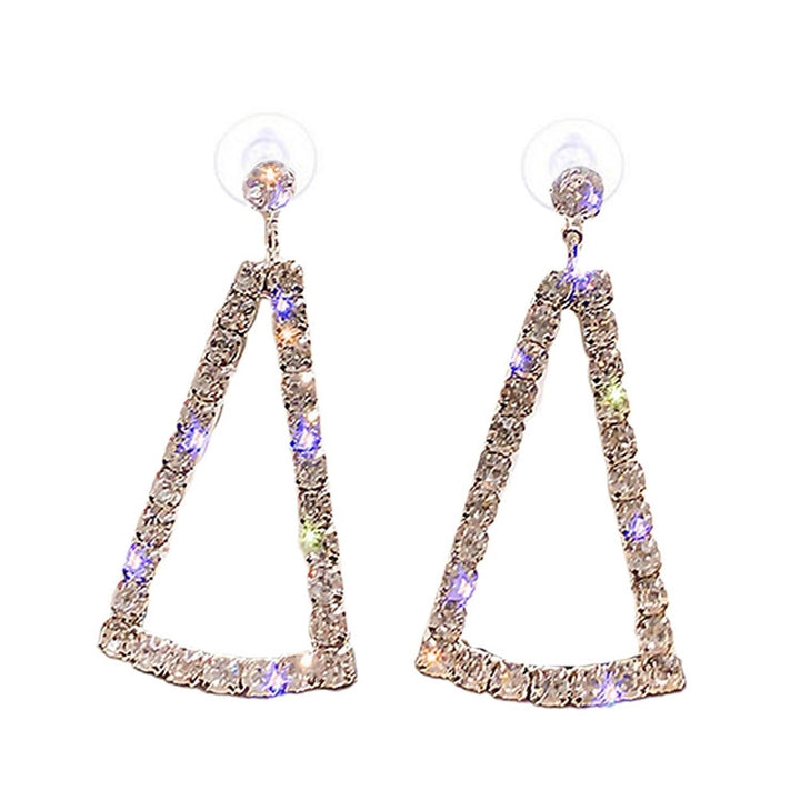 Women Full Rhinestone Hollow Triangle Geometric Dangle Ear Drop Earrings Jewelry Image 4