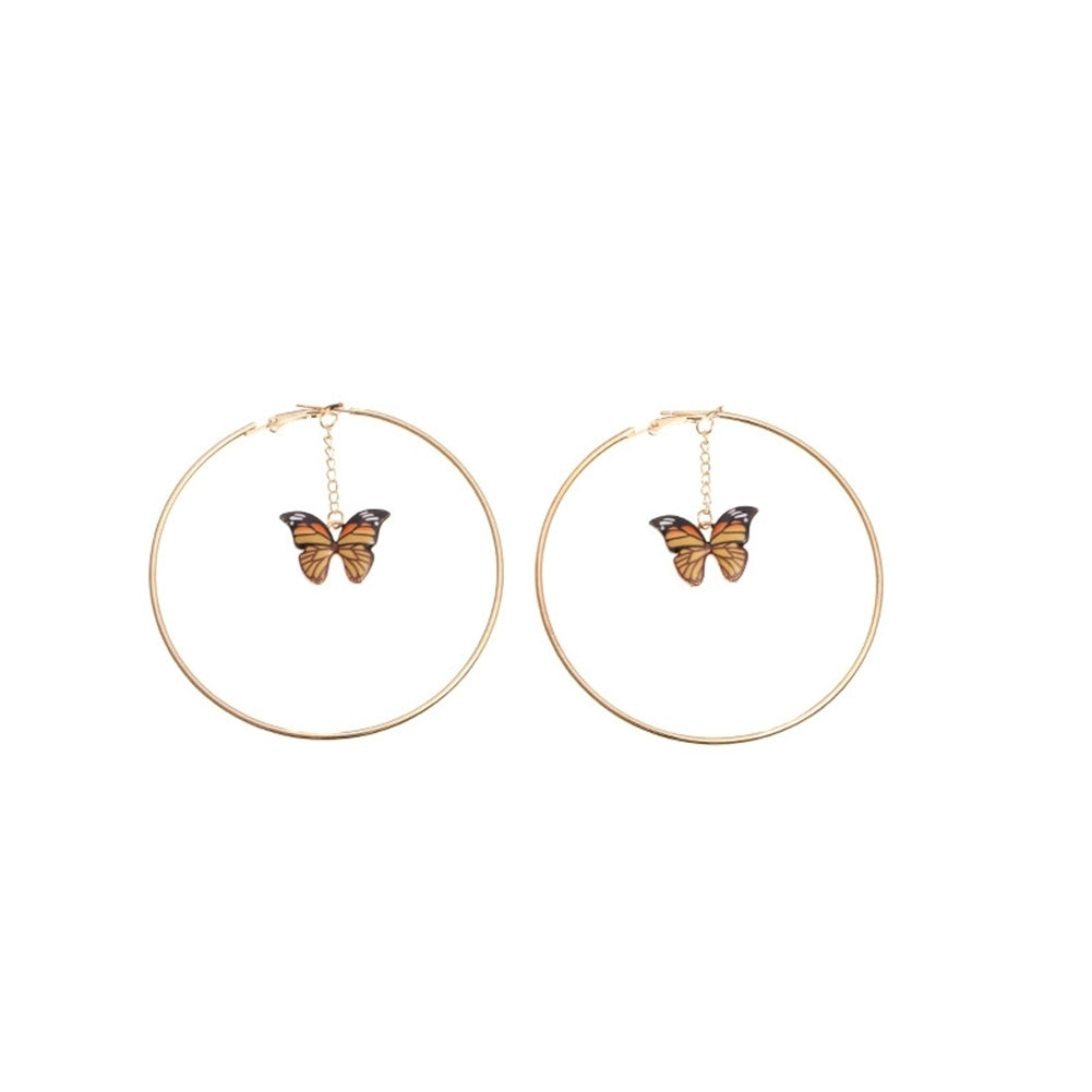 Elegant Women Hanging Chain Butterfly Big Hoop Dangle Earrings Party Jewelry Image 2