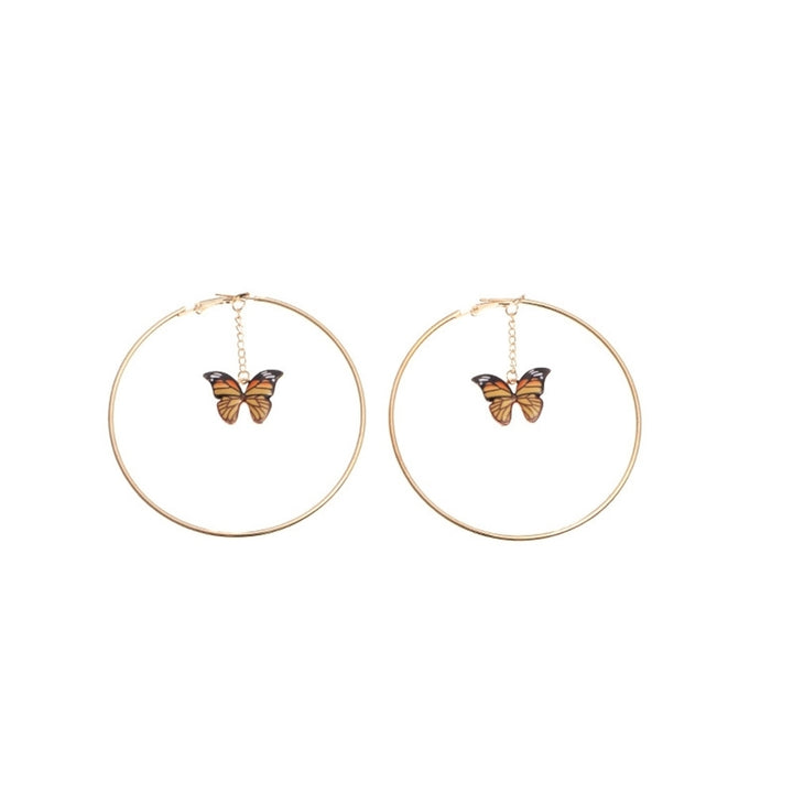 Elegant Women Hanging Chain Butterfly Big Hoop Dangle Earrings Party Jewelry Image 2