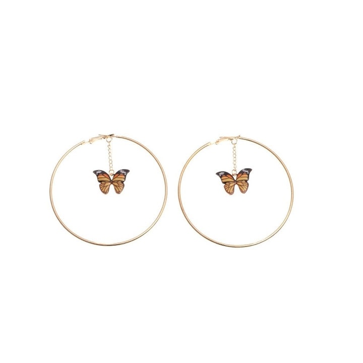 Elegant Women Hanging Chain Butterfly Big Hoop Dangle Earrings Party Jewelry Image 1