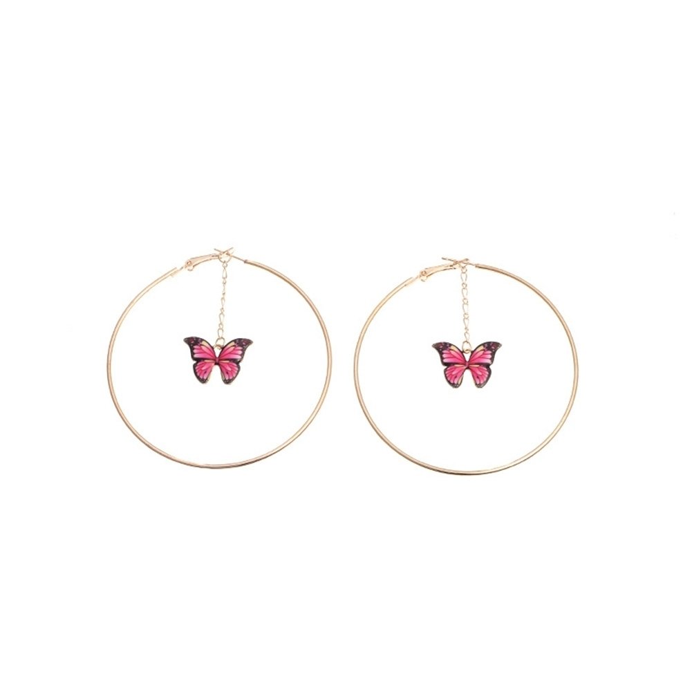 Elegant Women Hanging Chain Butterfly Big Hoop Dangle Earrings Party Jewelry Image 3