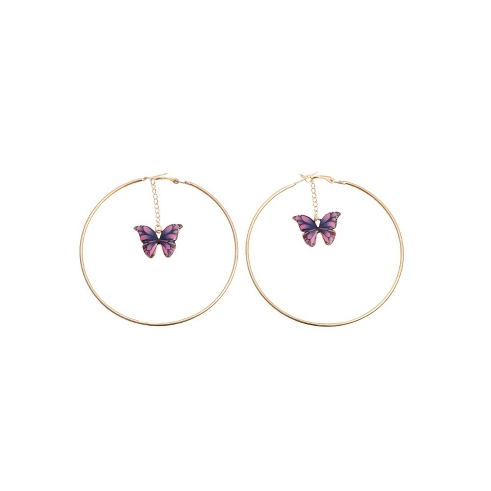 Elegant Women Hanging Chain Butterfly Big Hoop Dangle Earrings Party Jewelry Image 4