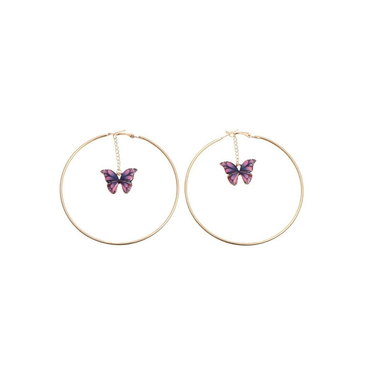 Elegant Women Hanging Chain Butterfly Big Hoop Dangle Earrings Party Jewelry Image 4