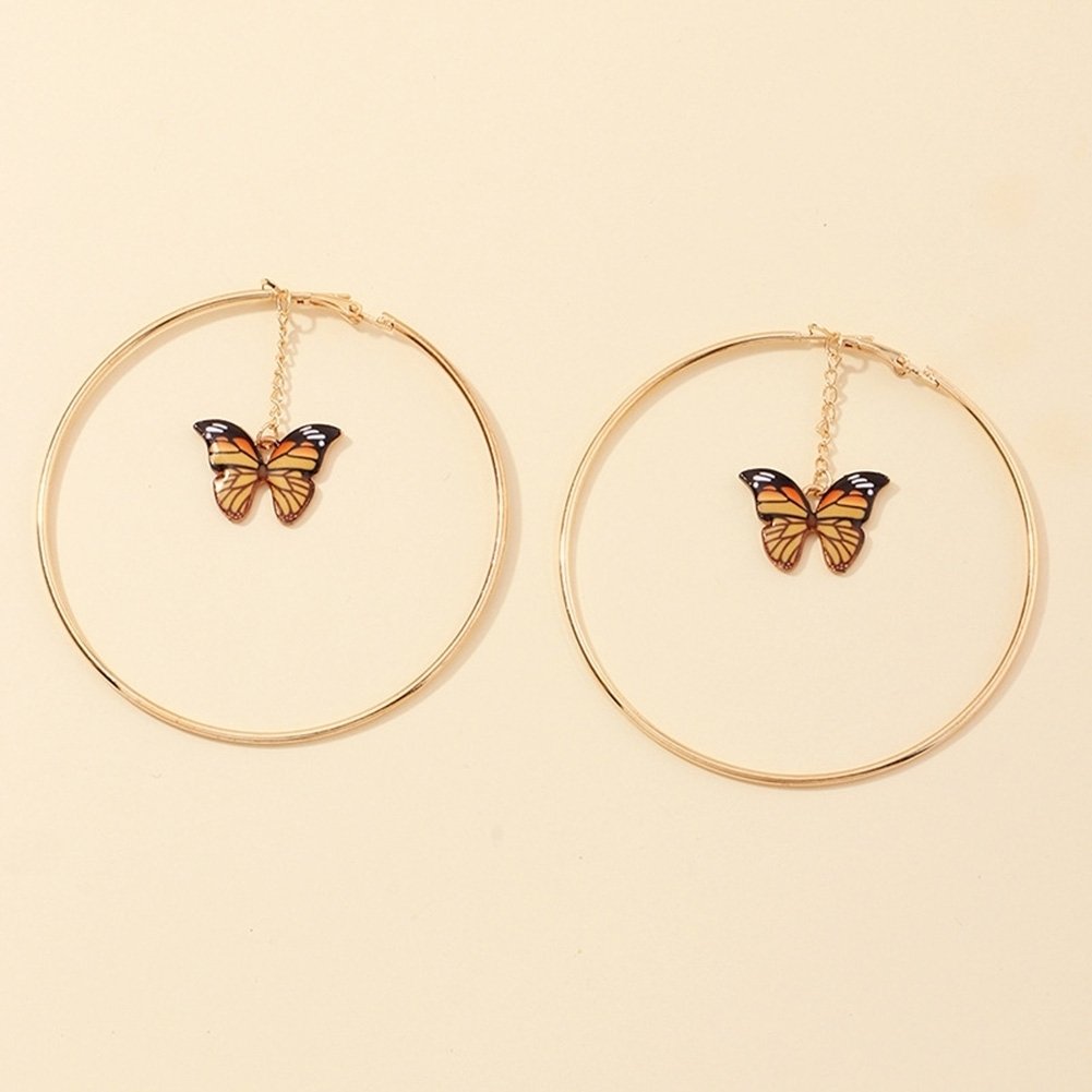 Elegant Women Hanging Chain Butterfly Big Hoop Dangle Earrings Party Jewelry Image 6