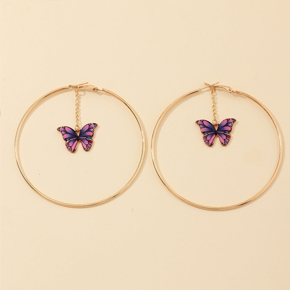 Elegant Women Hanging Chain Butterfly Big Hoop Dangle Earrings Party Jewelry Image 8