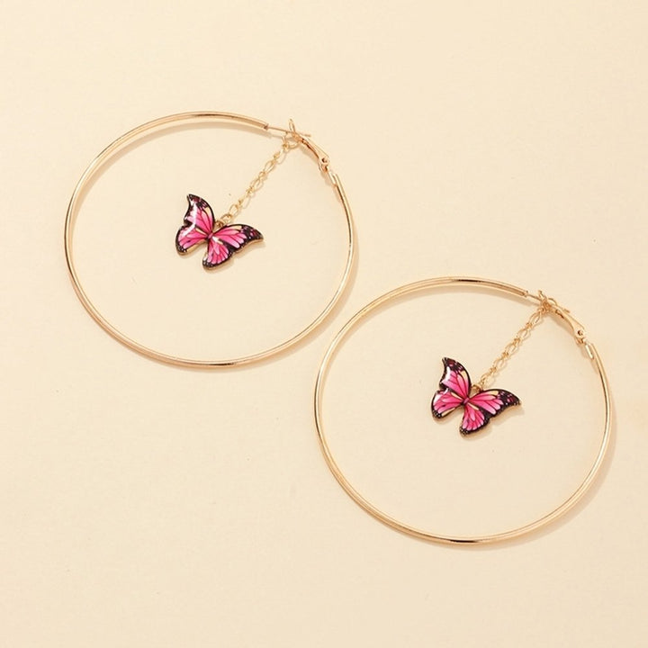 Elegant Women Hanging Chain Butterfly Big Hoop Dangle Earrings Party Jewelry Image 10