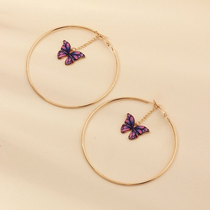 Elegant Women Hanging Chain Butterfly Big Hoop Dangle Earrings Party Jewelry Image 11