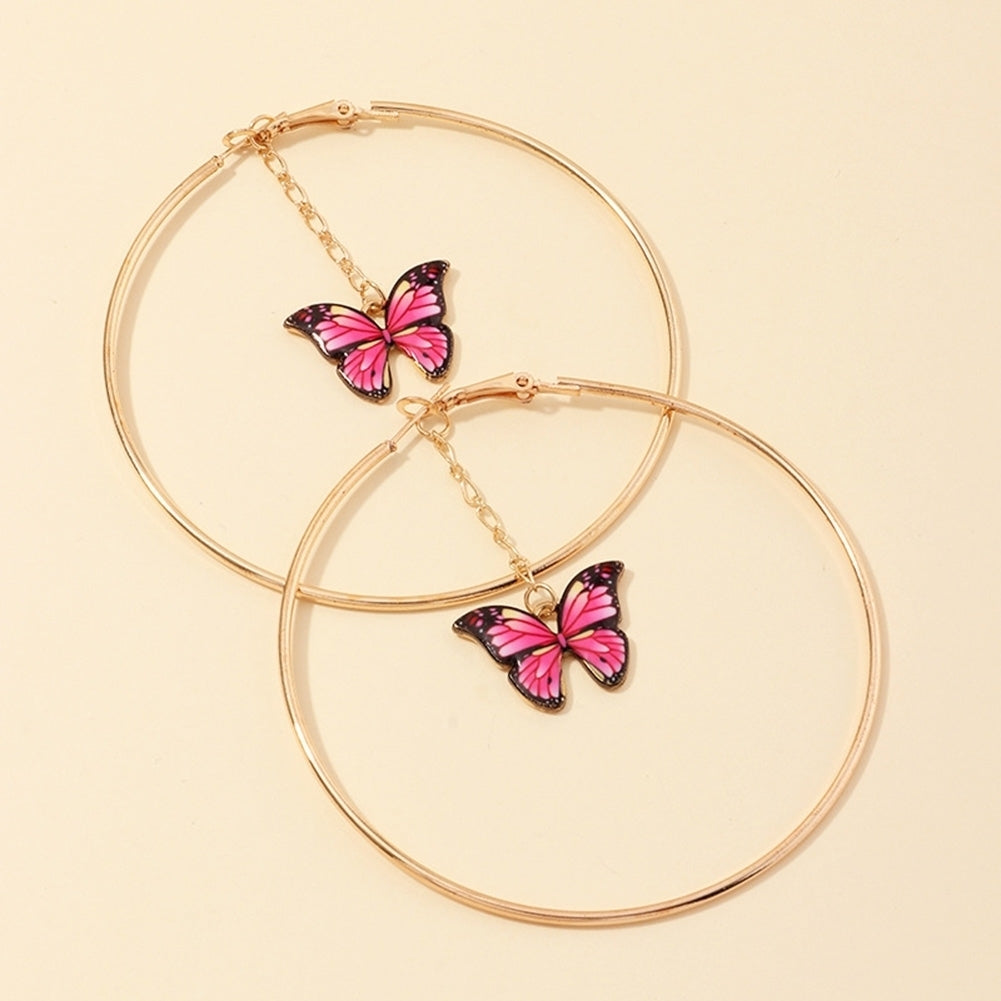 Elegant Women Hanging Chain Butterfly Big Hoop Dangle Earrings Party Jewelry Image 12