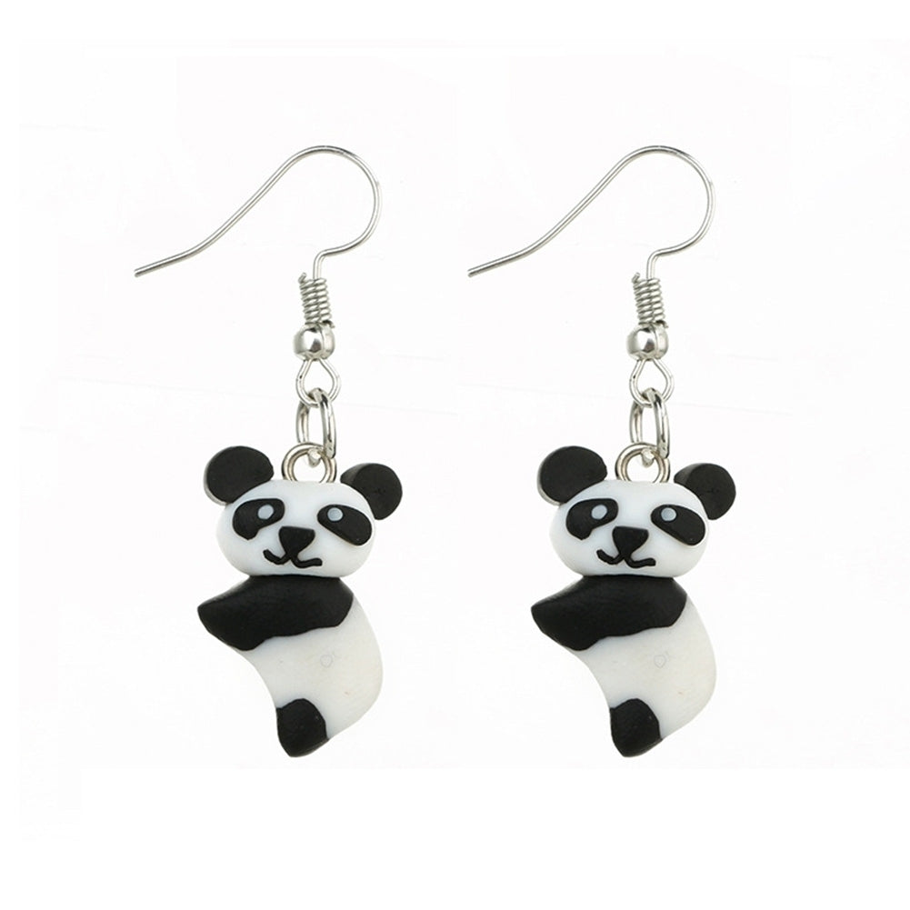 Cute Women Polymer Clay Panda Pendant Dangle Ear Hook Earrings Party Jewelry Image 4