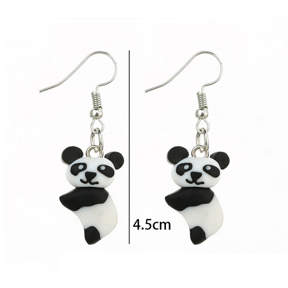 Cute Women Polymer Clay Panda Pendant Dangle Ear Hook Earrings Party Jewelry Image 6