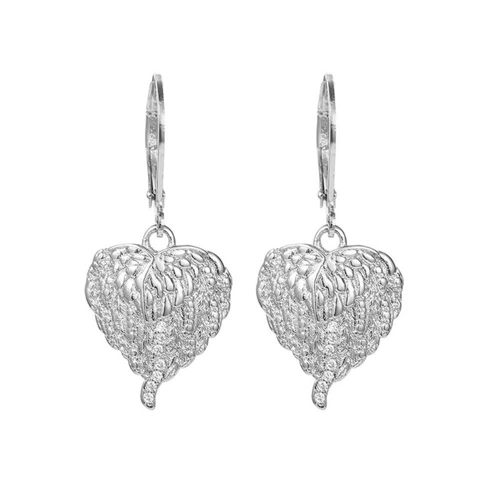 Fashion Women Love Heart Wing Rhinestone Dangle Earrings Party Jewelry Gift Image 1