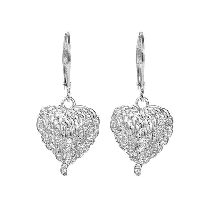 Fashion Women Love Heart Wing Rhinestone Dangle Earrings Party Jewelry Gift Image 1