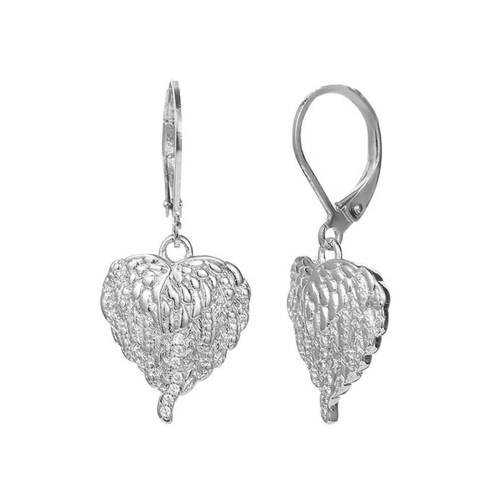 Fashion Women Love Heart Wing Rhinestone Dangle Earrings Party Jewelry Gift Image 2