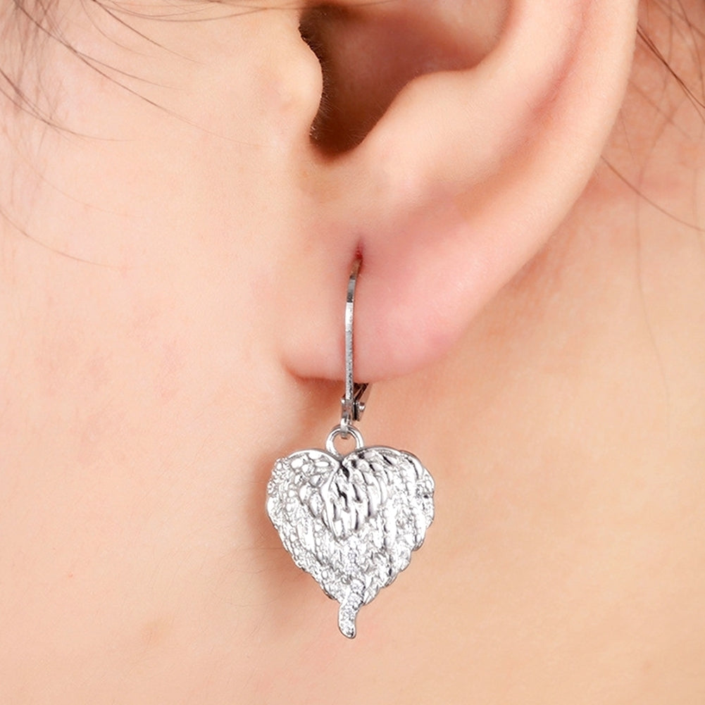 Fashion Women Love Heart Wing Rhinestone Dangle Earrings Party Jewelry Gift Image 3