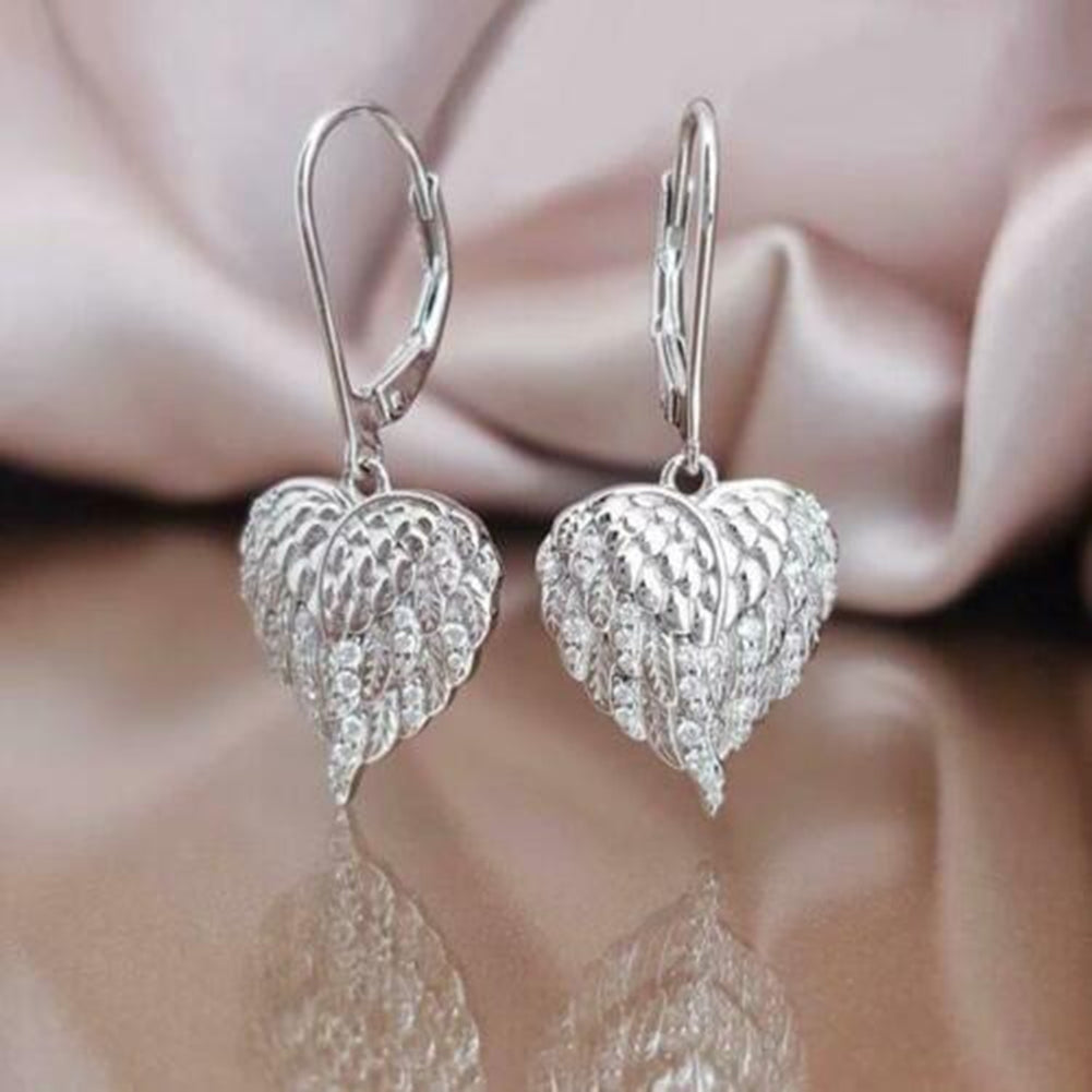 Fashion Women Love Heart Wing Rhinestone Dangle Earrings Party Jewelry Gift Image 4