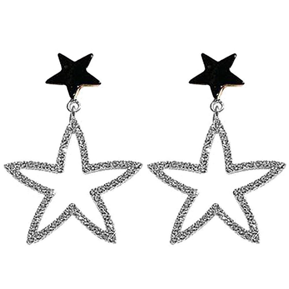 Fashion Women Rhinestone Star Flower Dangle Ear Drop Earrings Party Jewelry Gift Image 2