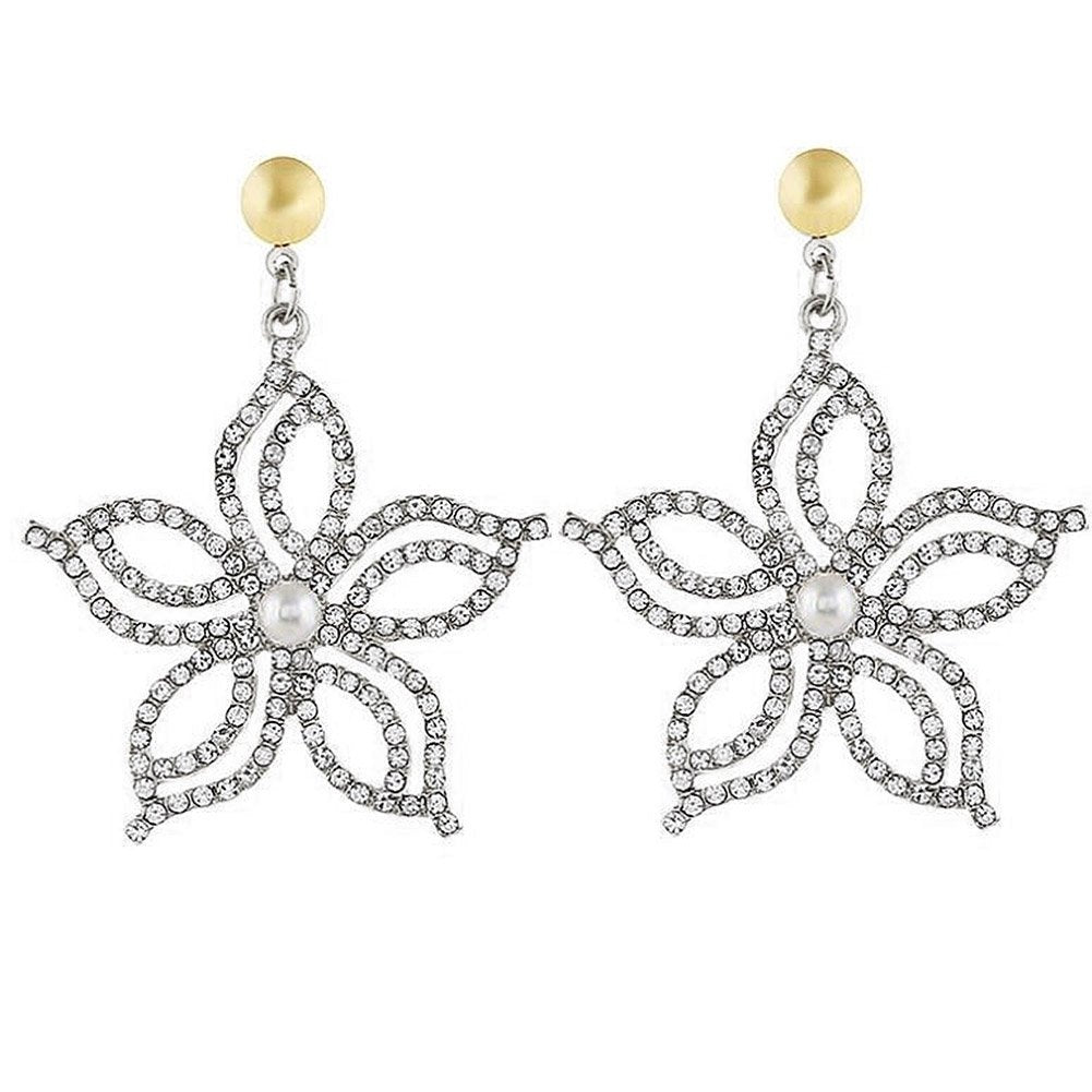 Fashion Women Rhinestone Star Flower Dangle Ear Drop Earrings Party Jewelry Gift Image 3