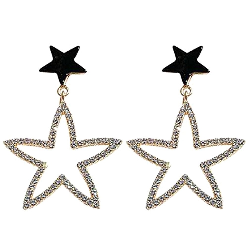 Fashion Women Rhinestone Star Flower Dangle Ear Drop Earrings Party Jewelry Gift Image 4