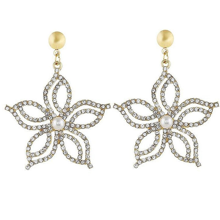 Fashion Women Rhinestone Star Flower Dangle Ear Drop Earrings Party Jewelry Gift Image 4