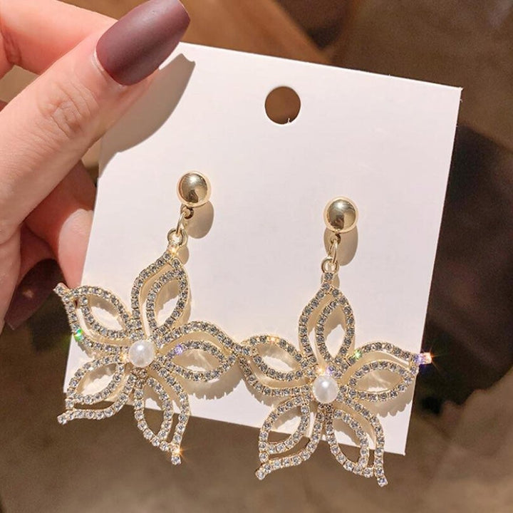 Fashion Women Rhinestone Star Flower Dangle Ear Drop Earrings Party Jewelry Gift Image 6