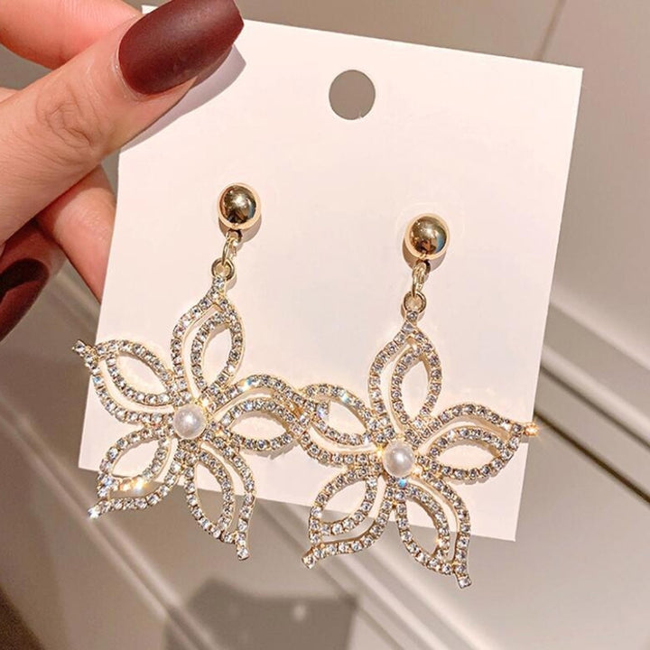 Fashion Women Rhinestone Star Flower Dangle Ear Drop Earrings Party Jewelry Gift Image 8