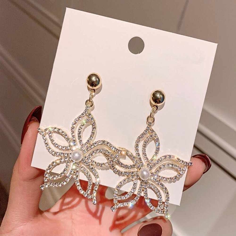 Fashion Women Rhinestone Star Flower Dangle Ear Drop Earrings Party Jewelry Gift Image 10