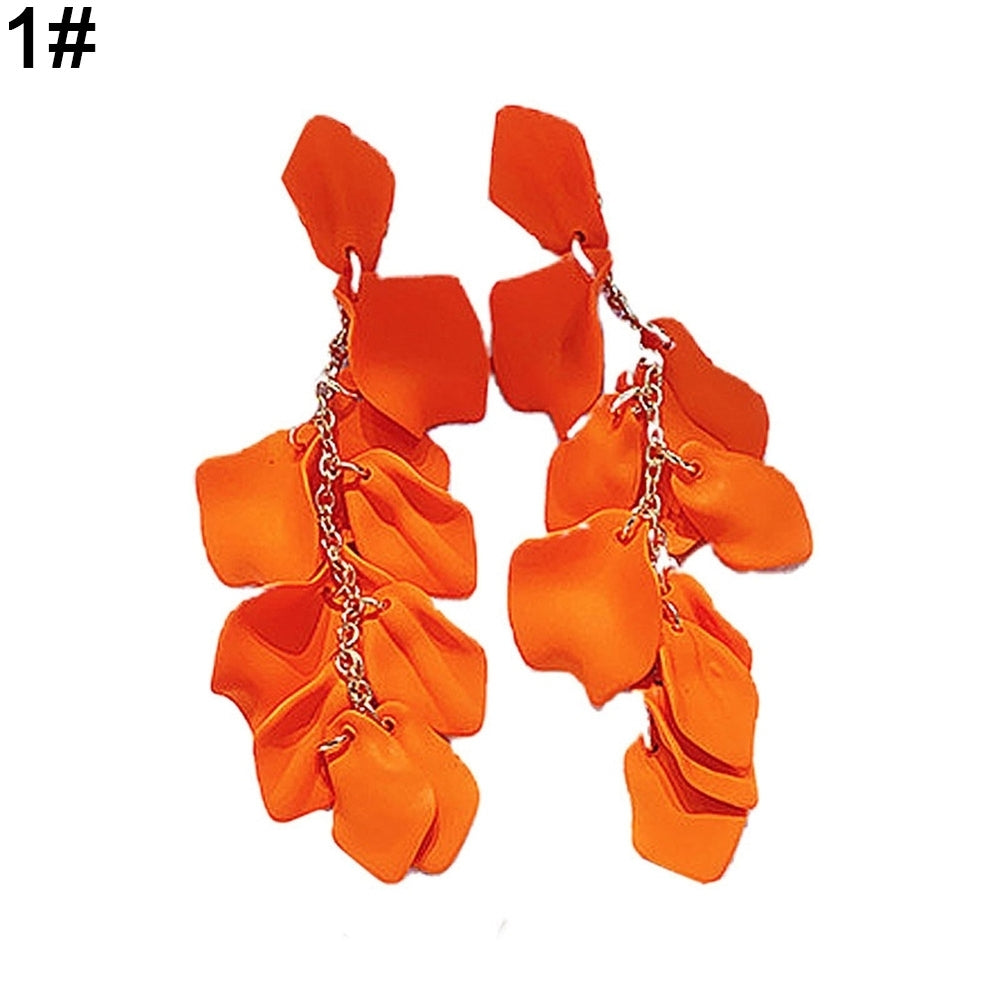 Fashion Women Flower Petal Dangle Drop Hoop Hook Earrings Holiday Jewelry Gift Image 2