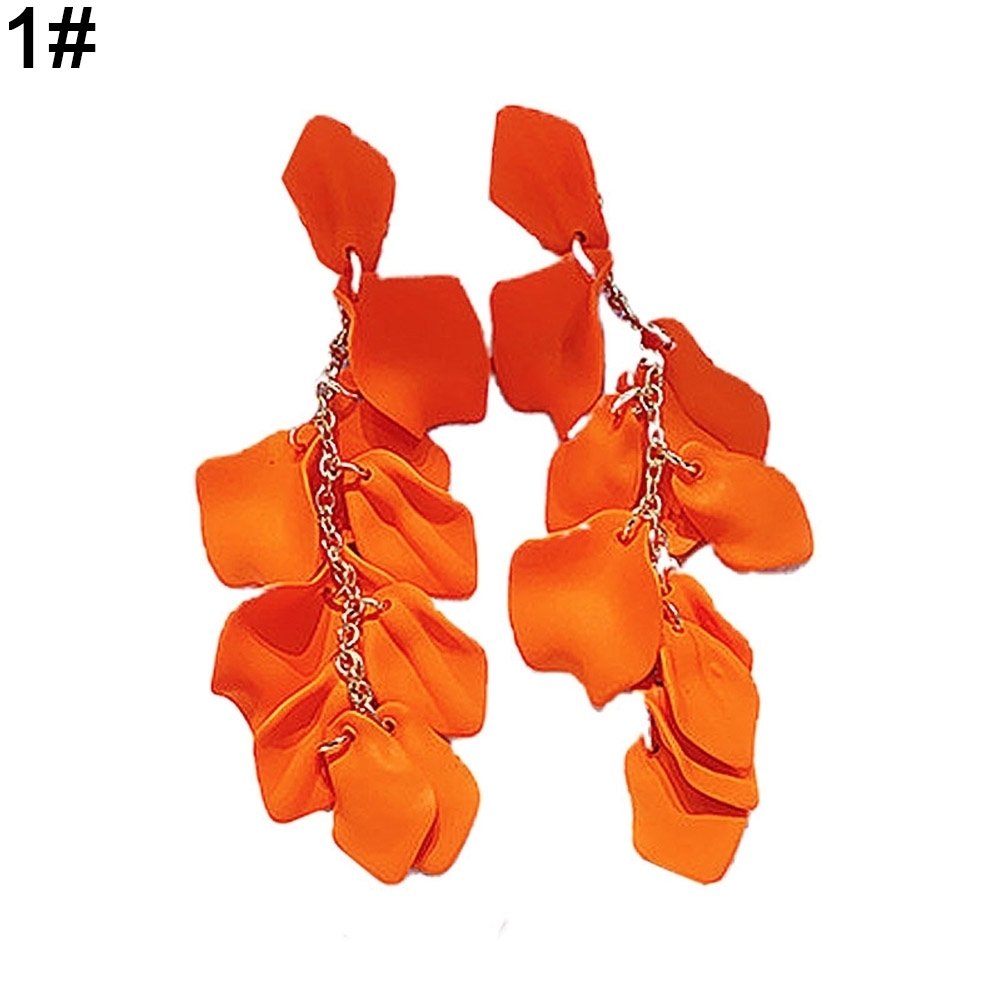 Fashion Women Flower Petal Dangle Drop Hoop Hook Earrings Holiday Jewelry Gift Image 1