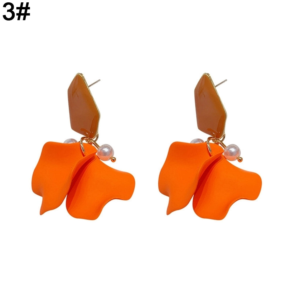 Fashion Women Flower Petal Dangle Drop Hoop Hook Earrings Holiday Jewelry Gift Image 3