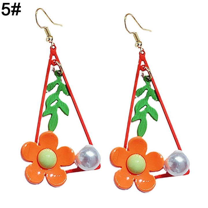 Fashion Women Flower Petal Dangle Drop Hoop Hook Earrings Holiday Jewelry Gift Image 4