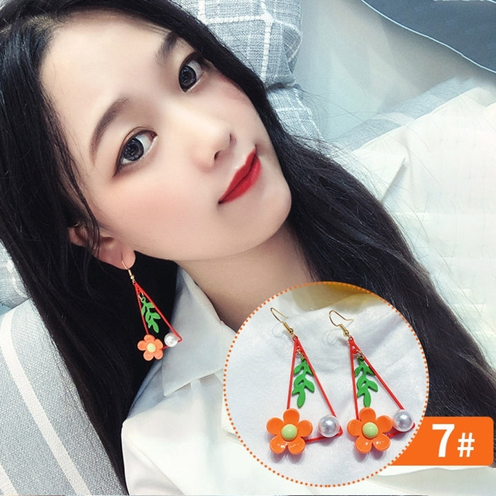 Fashion Women Flower Petal Dangle Drop Hoop Hook Earrings Holiday Jewelry Gift Image 12