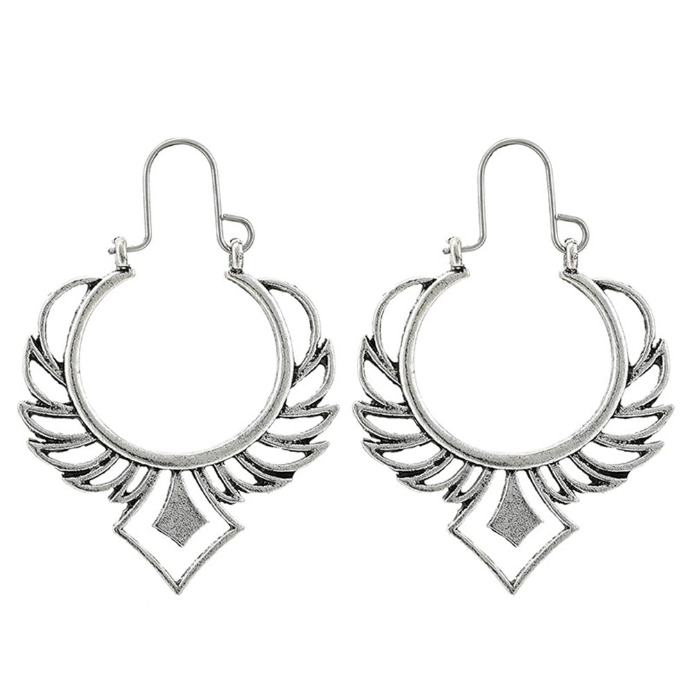 Boho Women Geometric Hollow Carving Hoop Earrings Piercing Party Jewelry Gift Image 3