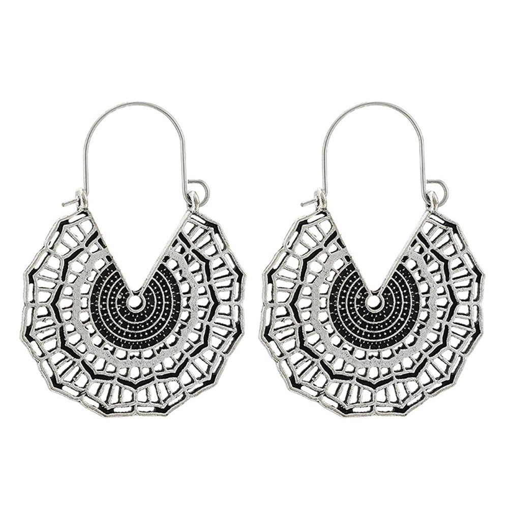 Boho Women Geometric Hollow Carving Hoop Earrings Piercing Party Jewelry Gift Image 10