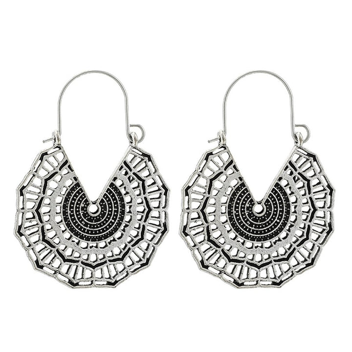 Boho Women Geometric Hollow Carving Hoop Earrings Piercing Party Jewelry Gift Image 10