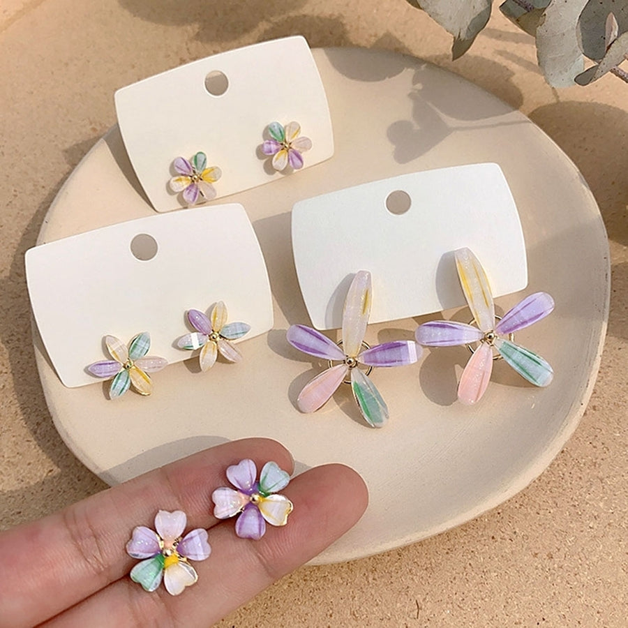 Women Fashion Butterfly Flower Petal Colorful Earrings Ear Stud Jewelry Gift Image 1